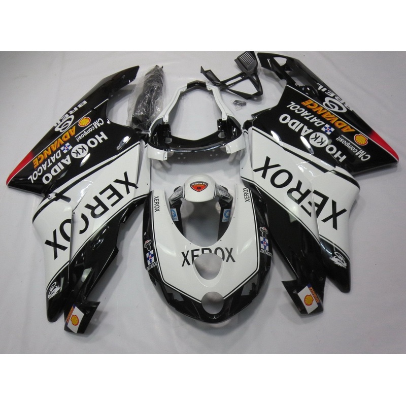 Ducati 749 (2005-2006) Black & White XEROX Fairings Clear Windscreen: Free No Seat Cowl No Bolt Kit
