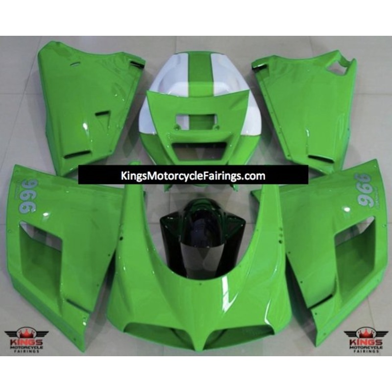 Ducati 998 (2002-2003) Green & White Fairings Clear Windscreen: Free No Bolt Kit