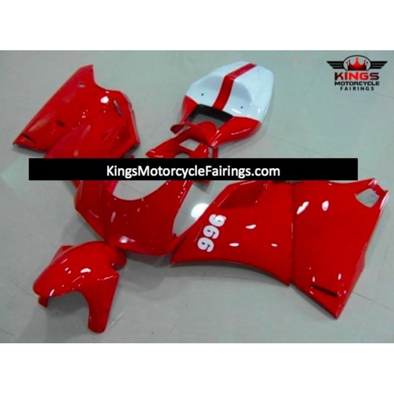 Ducati 998 (2002-2003) Red & White Fairings Clear Windscreen: Free No Bolt Kit