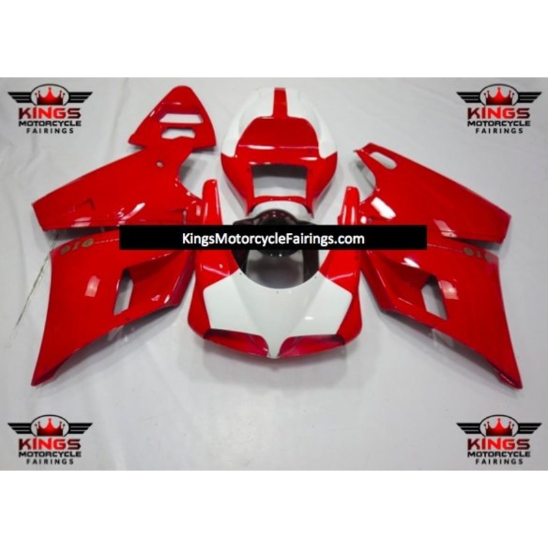 Ducati 998 (2002-2003) White & Red Fairings Clear Windscreen: Free No Bolt Kit