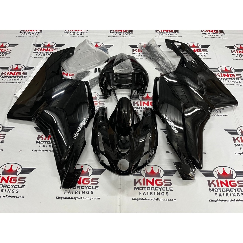 Ducati 999 (2003-2004) Black Fairings Clear Windscreen: Free No Seat Cowl No Bolt Kit