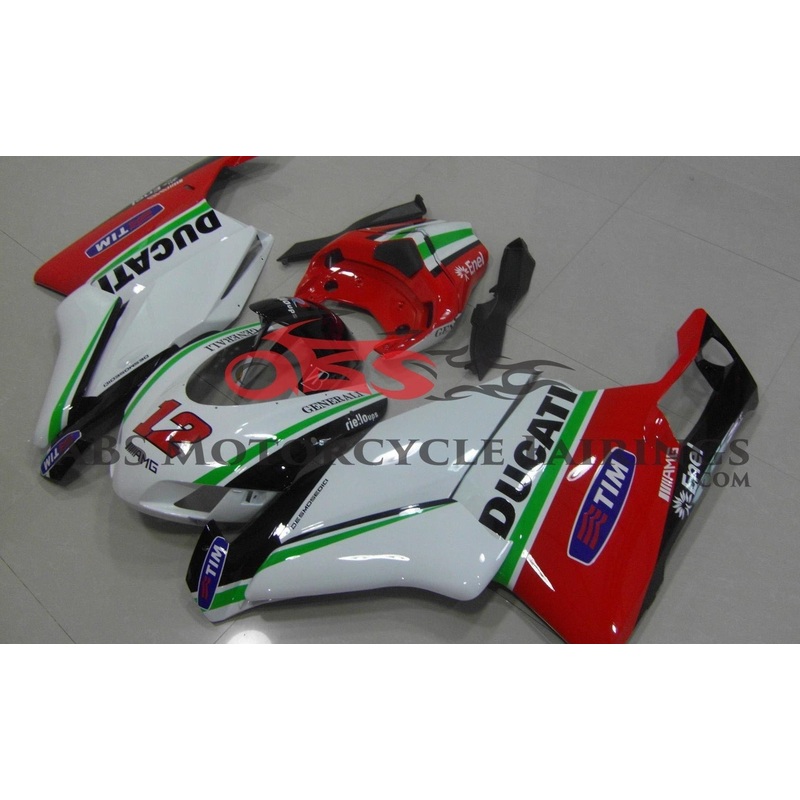 Ducati 999 (2003-2004) White, Red, Green & Black Race Fairings Clear Windscreen: Free No Seat Cowl No Bolt Kit