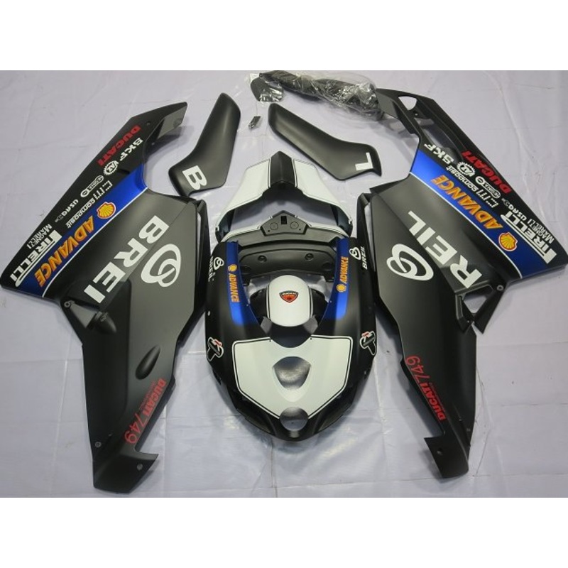 Ducati 999 (2005-2006) Matte Black Breil Fairings Clear Windscreen: Free No Seat Cowl No Bolt Kit