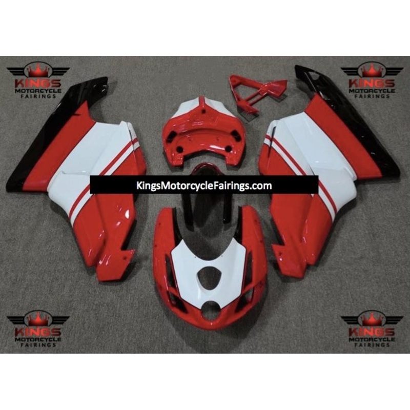 Ducati 999 (2005-2006) Red, Black & White Fairings Clear Windscreen: Free No Seat Cowl No Bolt Kit
