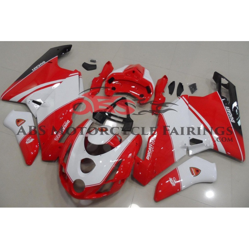 Ducati 999 (2005-2006) Red, White & Black Fairings Clear Windscreen: Free No Seat Cowl No Bolt Kit