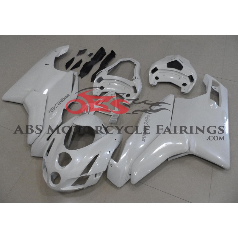 Ducati 999 (2005-2006) White Fairings Clear Windscreen: Free No Seat Cowl No Bolt Kit