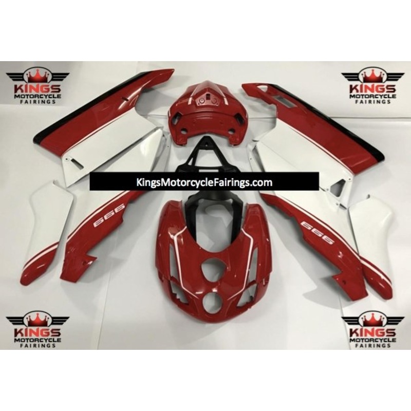 Ducati 999 (2005-2006) White, Red & Black Fairings Clear Windscreen: Free No Seat Cowl No Bolt Kit