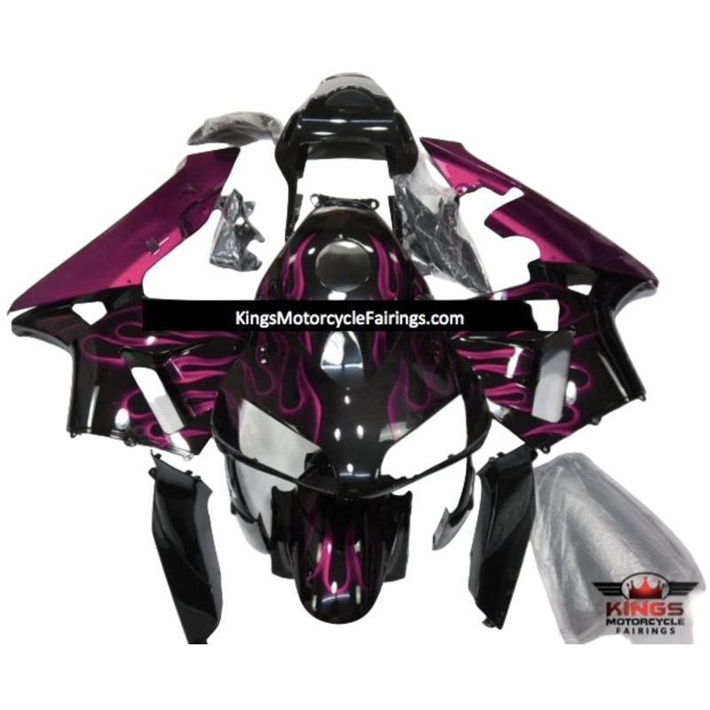 Honda CBR600RR (2003-2004) Black, Pink Flame Fairings No Seat Cowl No Bolt Kit No Tank
