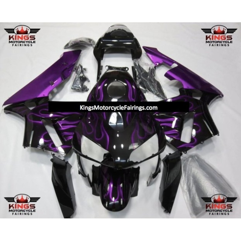 Honda CBR600RR (2003-2004) Black, Purple Flame Fairings No Seat Cowl No Bolt Kit No Tank
