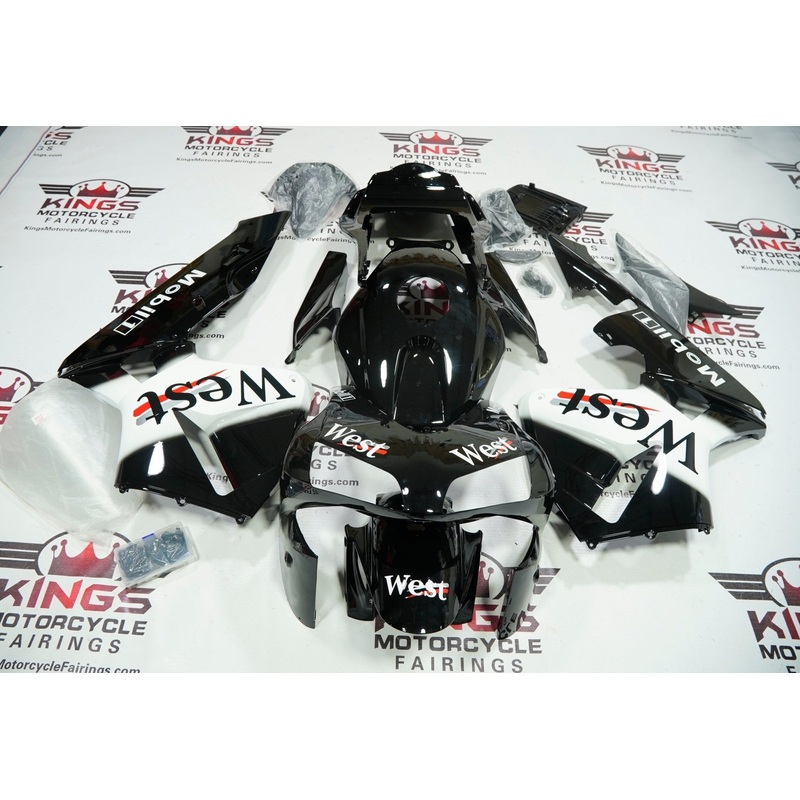 Honda CBR600RR (2003-2004) Black & White West Mobil Fairings No Seat Cowl No Bolt Kit No Tank
