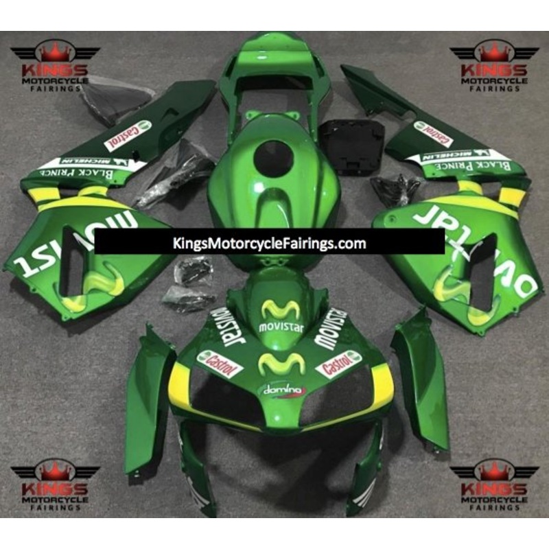 Honda CBR600RR (2003-2004) Green & Yellow Movistar Fairings No Seat Cowl No Bolt Kit No Tank