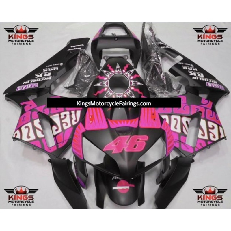 Honda CBR600RR (2003-2004) Matte Black & Hot Pink Rossi Repsol Fairings No Seat Cowl No Bolt Kit No Tank