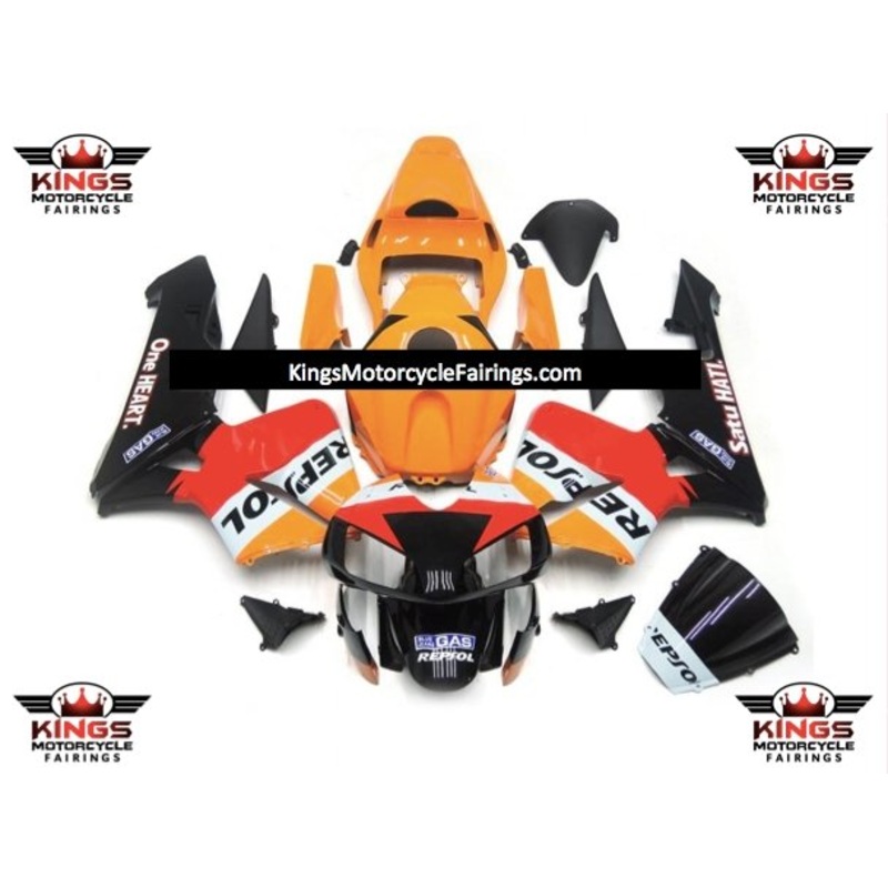 Honda CBR600RR (2003-2004) Orange Repsol SatuHATI OneHEART Fairings No Seat Cowl No Bolt Kit No Tank