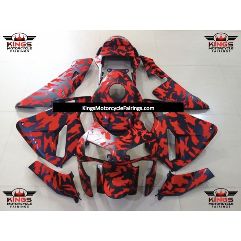 Honda CBR600RR (2003-2004) Red & Matte Black Camouflage Fairings No Seat Cowl No Bolt Kit No Tank