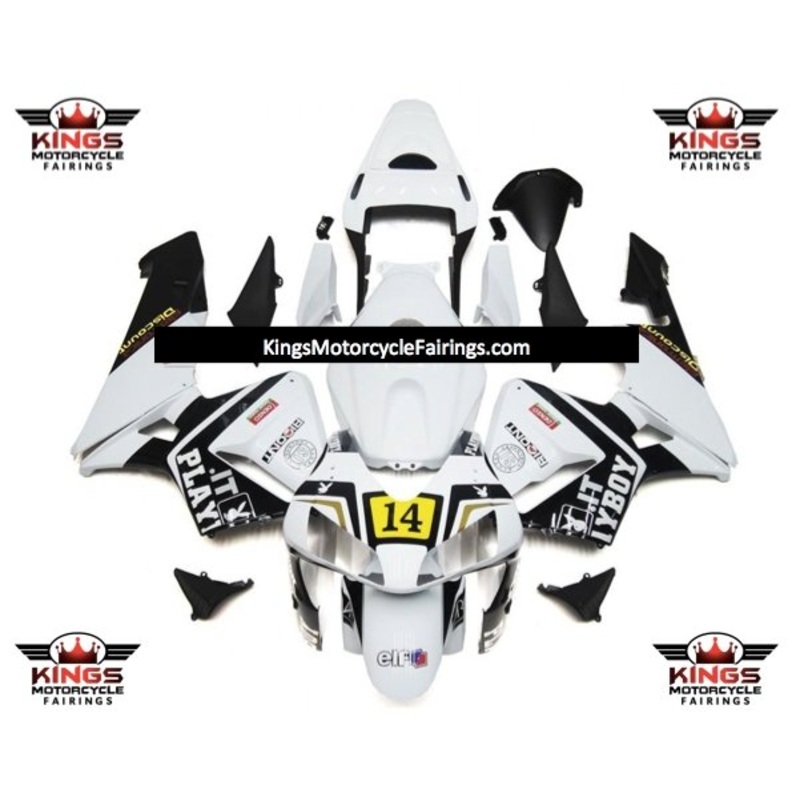 Honda CBR600RR (2003-2004) White & Black Playboy #14 Fairings No Seat Cowl No Bolt Kit No Tank
