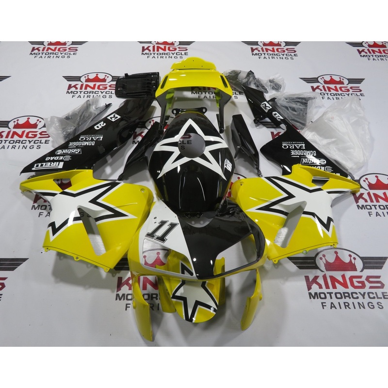 Honda CBR600RR (2003-2004) Yellow, Black & White Star Fairings No Seat Cowl No Bolt Kit No Tank
