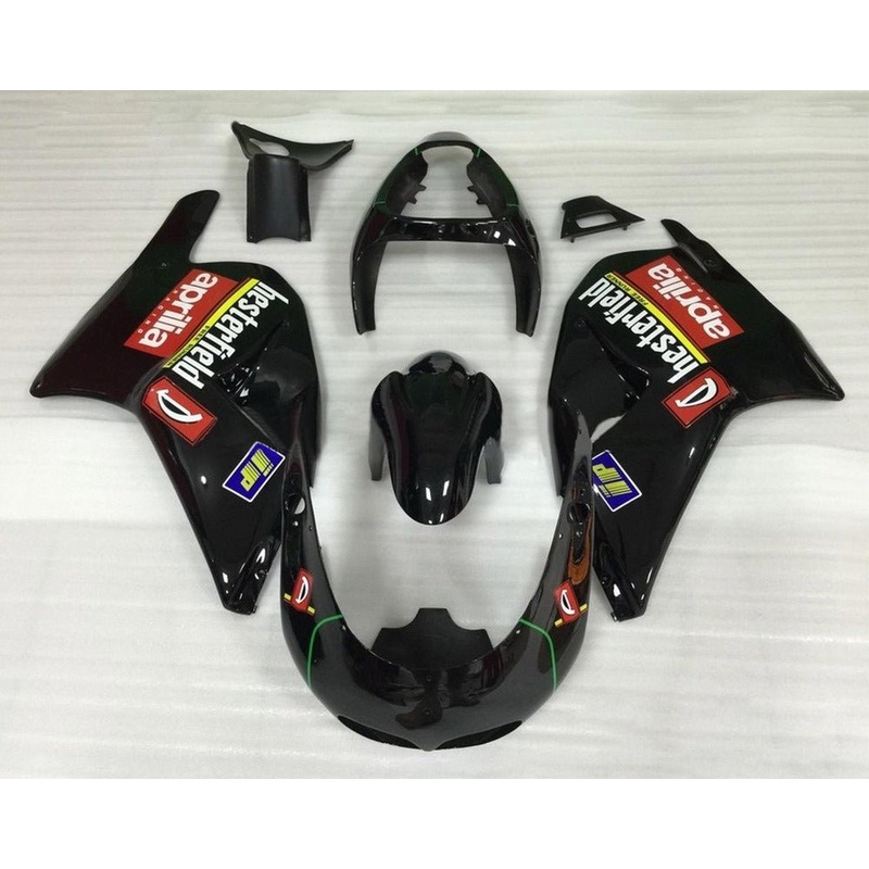 Aprilia RS250 Fairings (1995-1997) Black, Red Clear Windscreen: Free No Bolt Kit