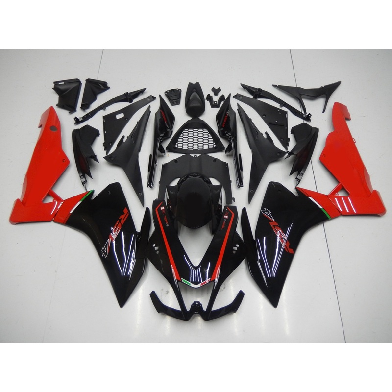 Aprilia RSV4 1000 (2009-2015) Black, Red Stripe Fairings No Bolt Kit No Seat Cowl Free Clear Windscreen
