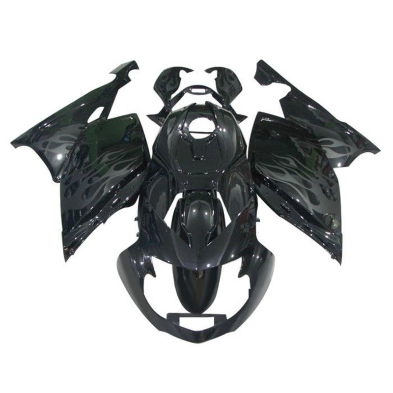 BMW K1200S Fairings (2005-2010) Black Flames Clear Windscreen: Free No Bolt Kit No Tank