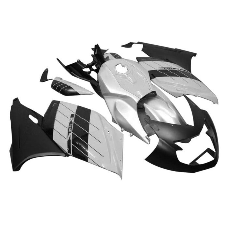 BMW K1200S Fairings (2005-2010) White, Black Clear Windscreen: Free No Bolt Kit No Tank
