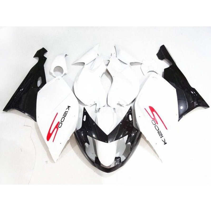 BMW K1200S Fairings (2005-2010) White, Black, Red Clear Windscreen: Free No Bolt Kit No Tank