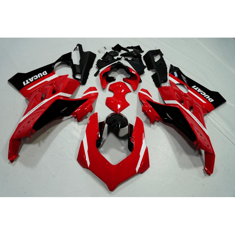 Ducati Panigale V4 Fairings (2020-2021) Red, White Stripe, Black No Tank No Seat Cowl No Bolt Kit