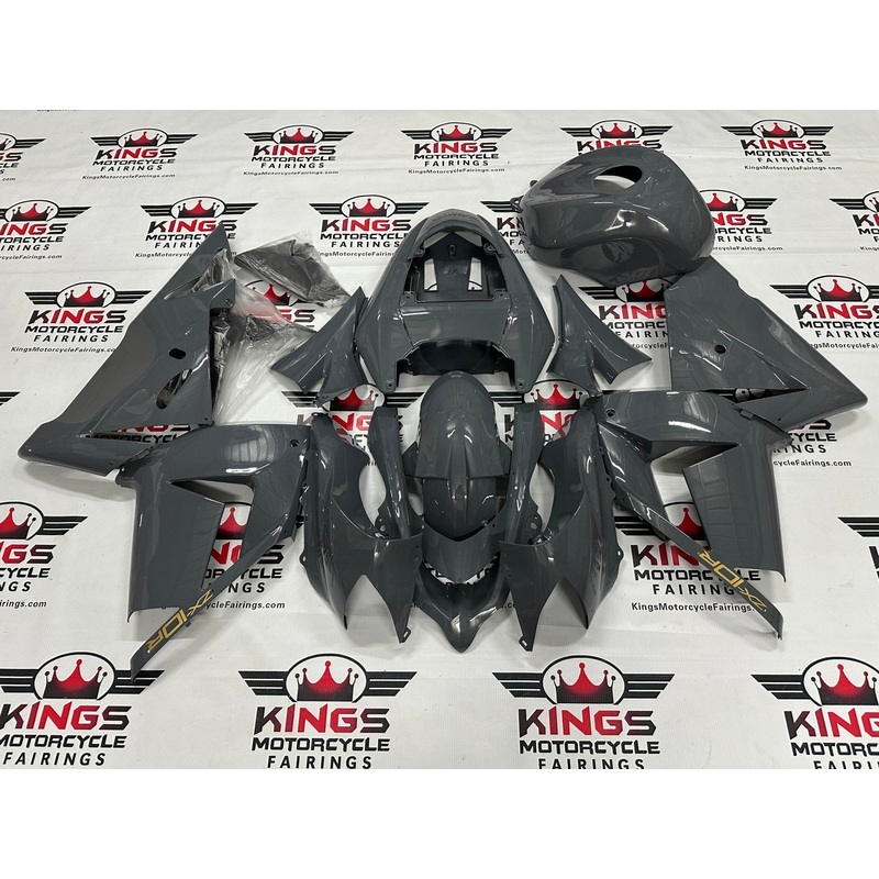 Fairing kit for a Kawasaki ZX10R (2004-2005) Dark Nardo Gray, Gold No Seat Cowl No Bolt Kit No Tank