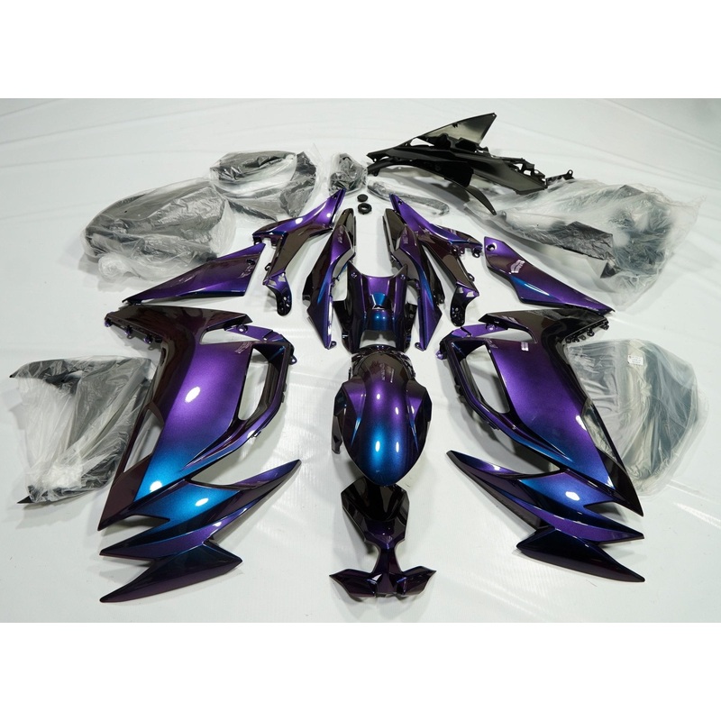 Fairings for Kawasaki Ninja 650 (2020-2025) Chameleon Purple, Blue Clear Windscreen: Free No Bolt Kit No Tank
