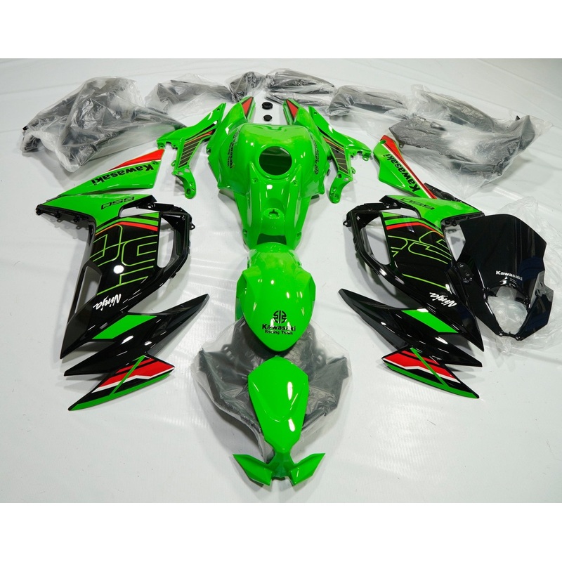 Fairings for Kawasaki Ninja 650 (2020-2025) Green, Black, Red Clear Windscreen: Free No Bolt Kit No Tank