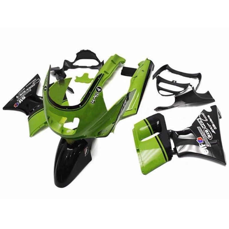 Fairings for Kawasaki ZZR400 (1993-2007) Green, Black Elf Clear Windscreen: Free No Bolt Kit