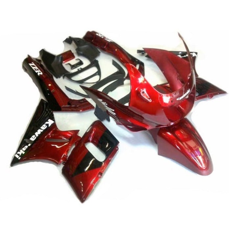 Fairings for Kawasaki ZZR400 (1993-2007) Red Maroon, Black Clear Windscreen: Free No Bolt Kit