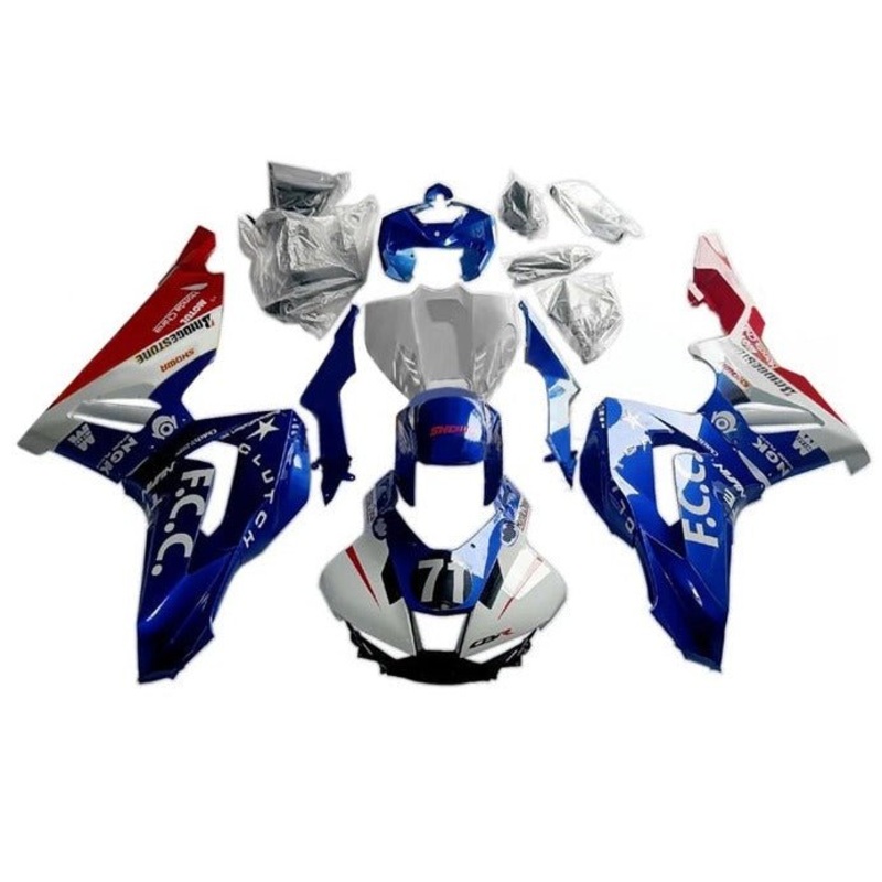 Honda CBR1000RR-R Fairings (2020-2023) Blue, White, Red FCC No Seat Cowl No Bolt Kit Clear Windscreen: Free