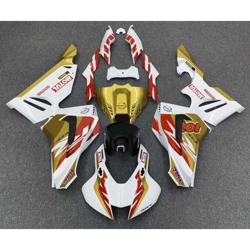 Honda CBR1000RR-R Fairings (2020-2023) White, Gold, Red No Seat Cowl No Bolt Kit Clear Windscreen: Free