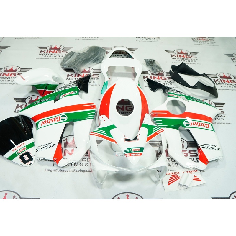 Honda CBR600F4i (2001-2003) White, Red, Green Castrol Fairings Clear Windscreen: Free No Bolt Kit No Tank