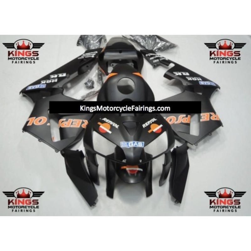 Honda CBR600RR (2003-2004) Matte Black, Orange Repsol Fairings No Seat Cowl No Bolt Kit No Tank