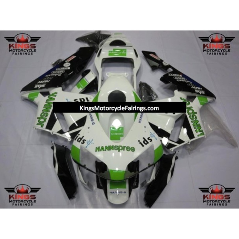 Honda CBR600RR (2003-2004) White, Black & Green HANNspree Fairings No Seat Cowl No Bolt Kit No Tank