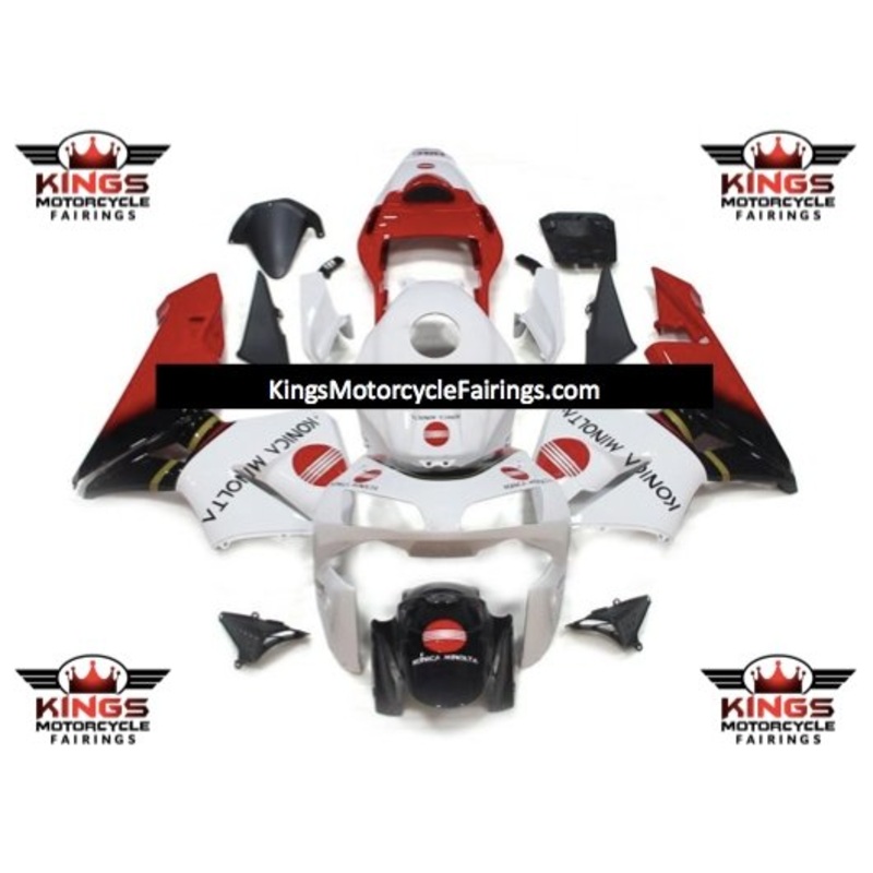 Honda CBR600RR (2003-2004) White, Black, Red & Gold Konica Minolta Fairings No Seat Cowl No Bolt Kit No Tank