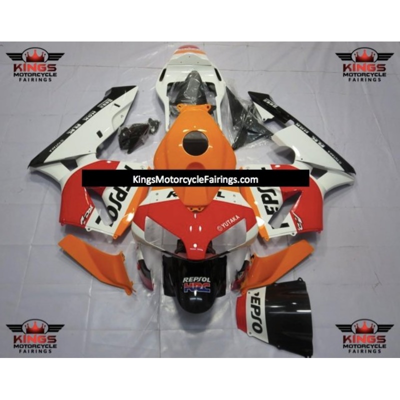 Honda CBR600RR (2003-2004) White, Orange & Red Repsol Yutaka Fairings No Seat Cowl No Bolt Kit No Tank