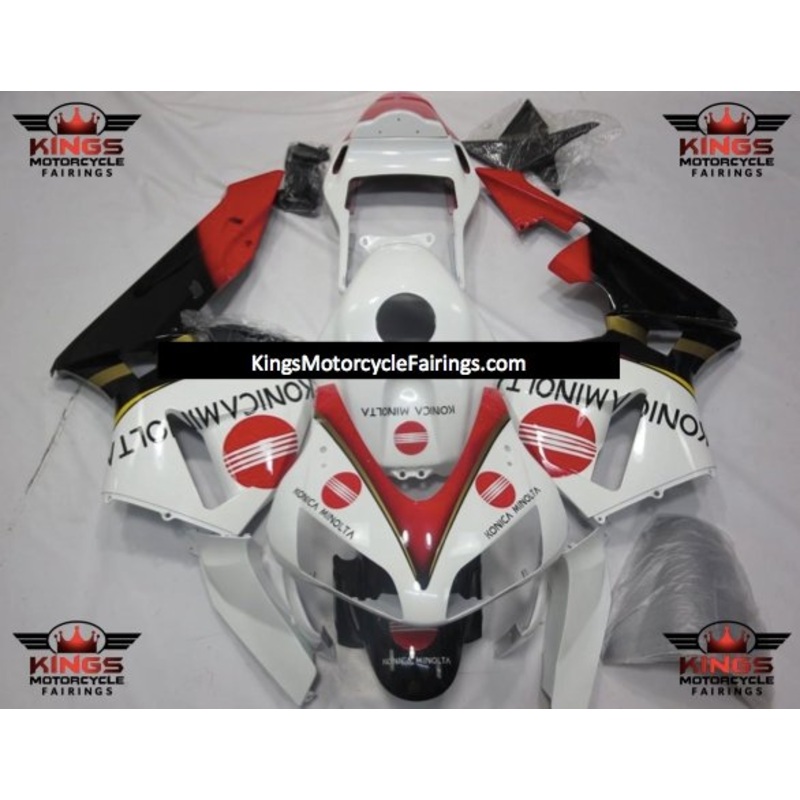 Honda CBR600RR (2003-2004) White, Red, Black & Gold Konica Minolta Fairings No Seat Cowl No Bolt Kit No Tank