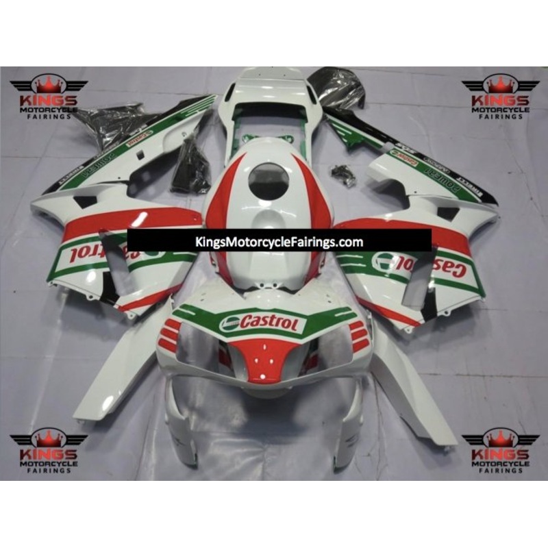 Honda CBR600RR (2003-2004) White, Red & Green Castrol Fairings No Seat Cowl No Bolt Kit No Tank