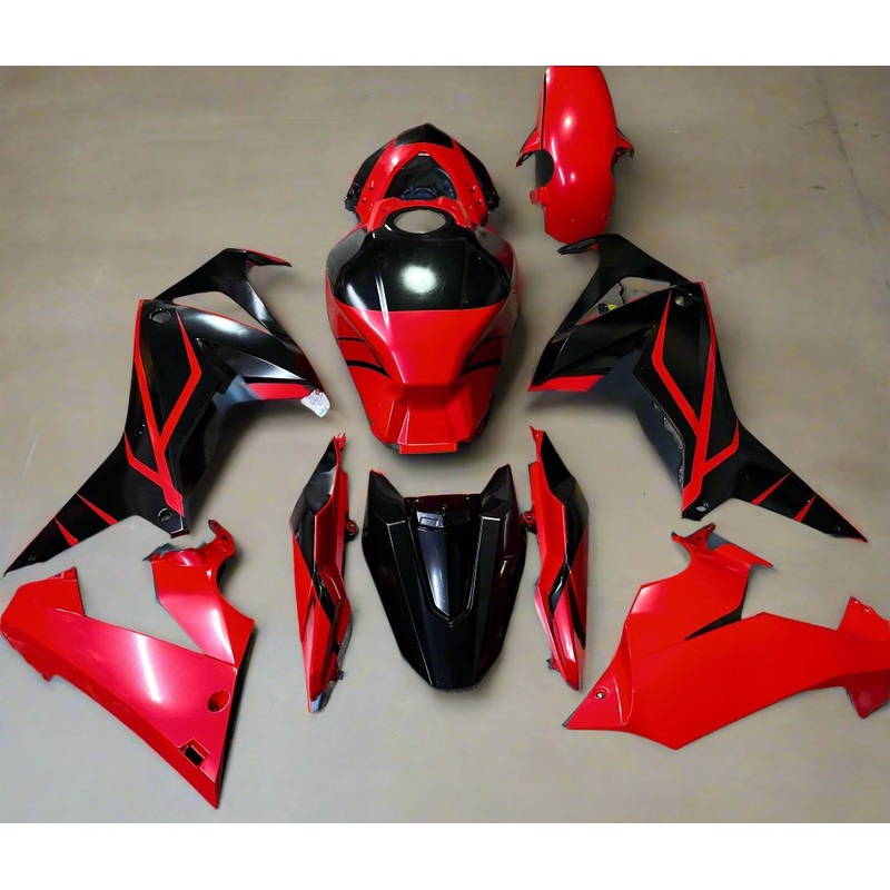 Honda CBR650R Fairings (2019-2020) Matte Black, Matte Red Stripes No Tank No Bolt Kit Free Clear Windscreen