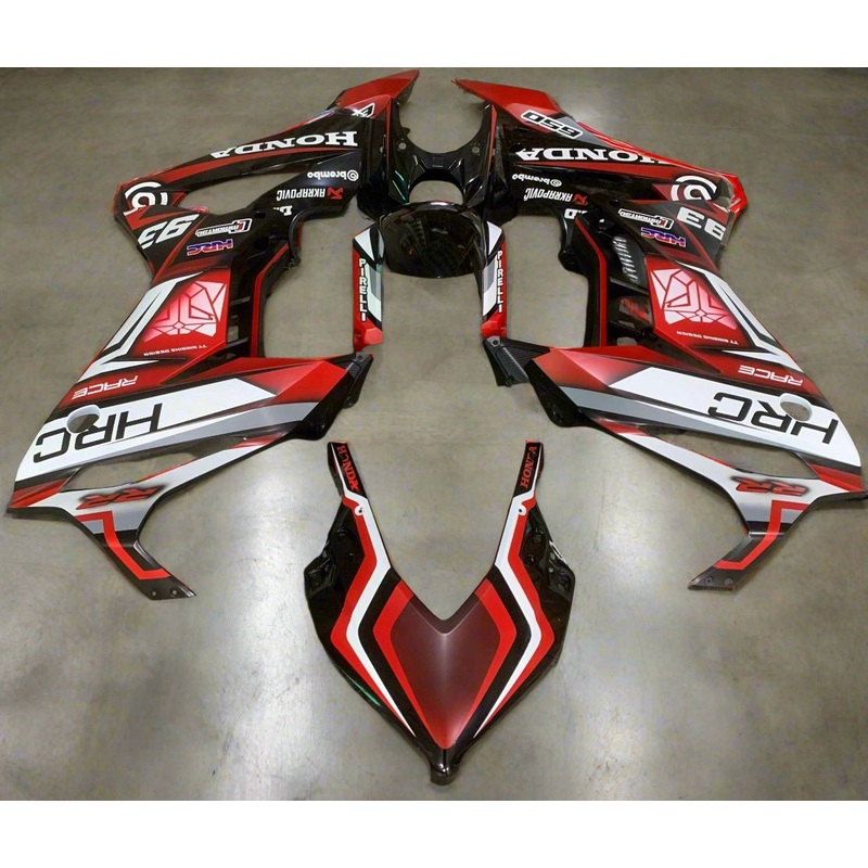 Honda CBR650R Fairings (2019-2020) Matte Red, Black, White HRC No Tank No Bolt Kit Free Clear Windscreen