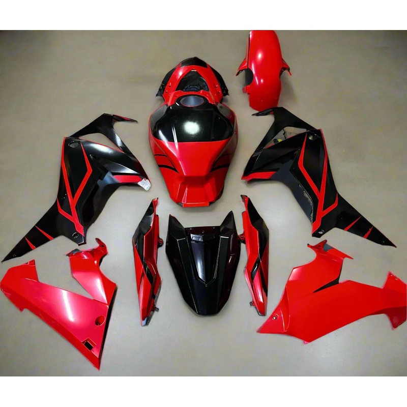 Honda CBR650R Fairings (2021-2023) Matte Black, Matte Red Stripes No Tank No Bolt Kit Free Clear Windscreen