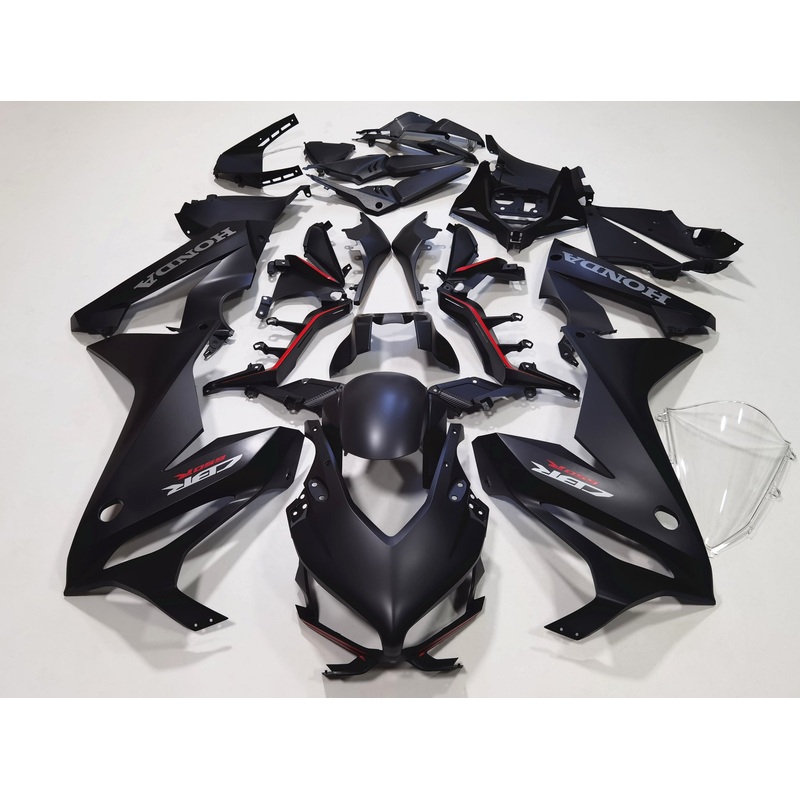 Honda CBR650R Fairings (2021-2023) Matte Black, Red, Gray No Tank No Bolt Kit Free Clear Windscreen