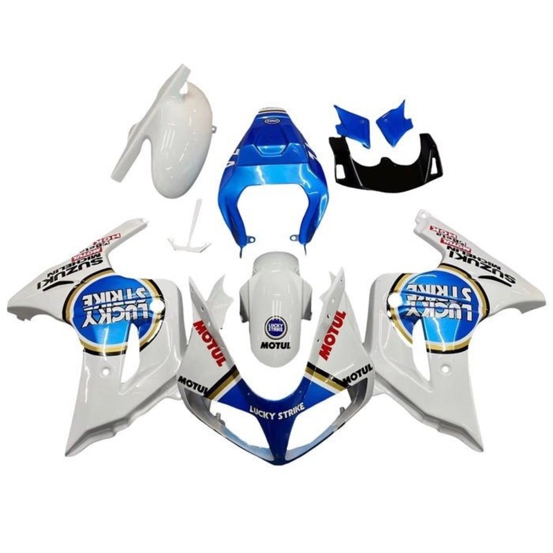 Suzuki SV650 Fairings (2003-2013) White, Blue, Lucky Strike No Seat Cowl No Bolt Kit Clear Windscreen: Free