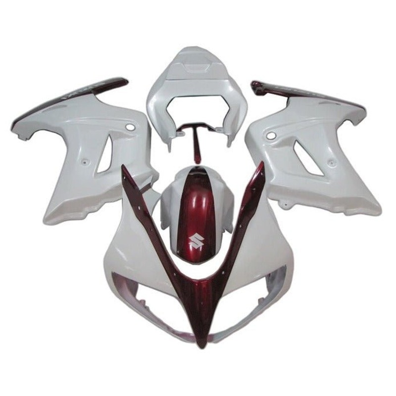 Suzuki SV650 Fairings (2003-2013) White, Candy Red No Seat Cowl No Bolt Kit Clear Windscreen: Free