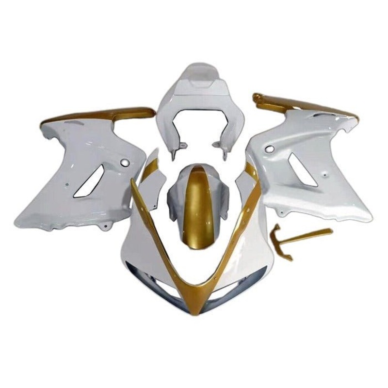 Suzuki SV650 Fairings (2003-2013) White, Gold No Seat Cowl No Bolt Kit Clear Windscreen: Free