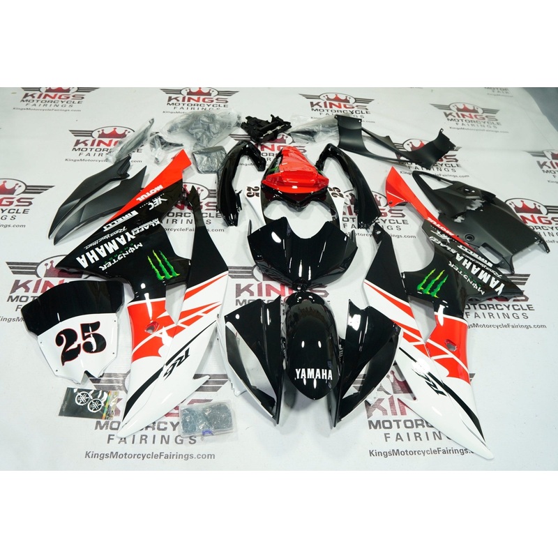 Yamaha YZF-R6 (2008-2016) Black, White, Red Monster Fairings No Seat Cowl No Bolt Kit No Tank