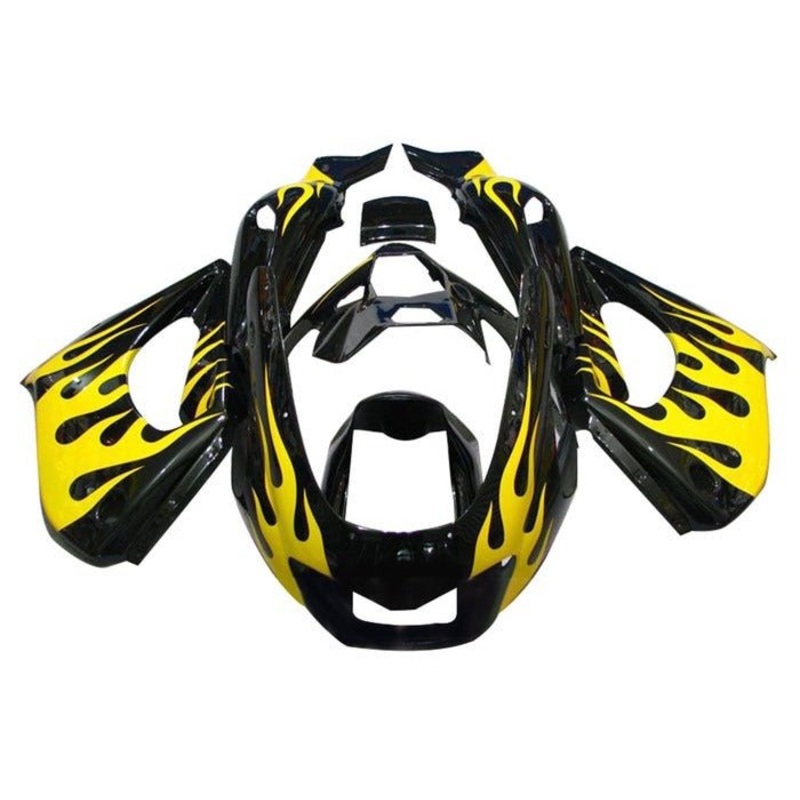 Yamaha YZF1000R (1996-2007) Black, Yellow Flames Fairings Clear Windscreen: Free Bolt Kit: No