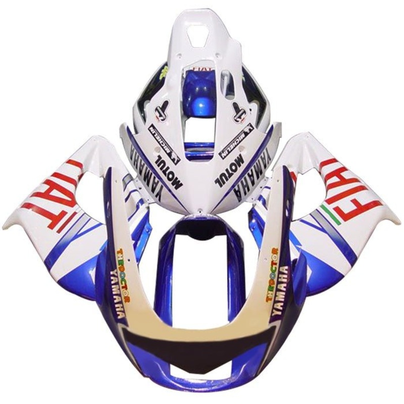Yamaha YZF1000R (1996-2007) Blue, White Fiat Fairings Clear Windscreen: Free Bolt Kit: No